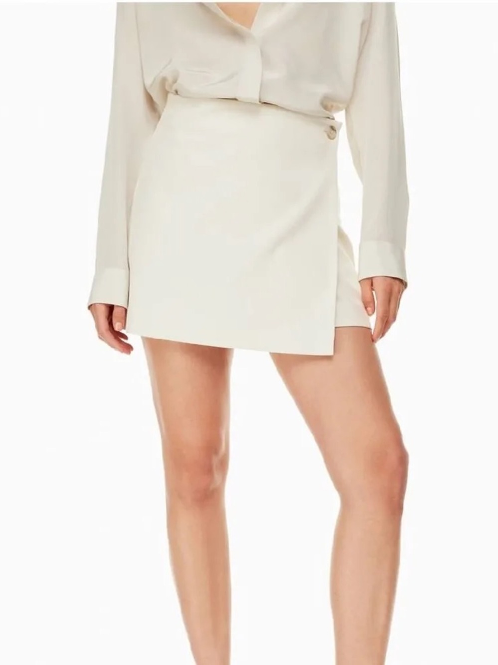 Babaton Cream Wrap-Style Mini Skirt